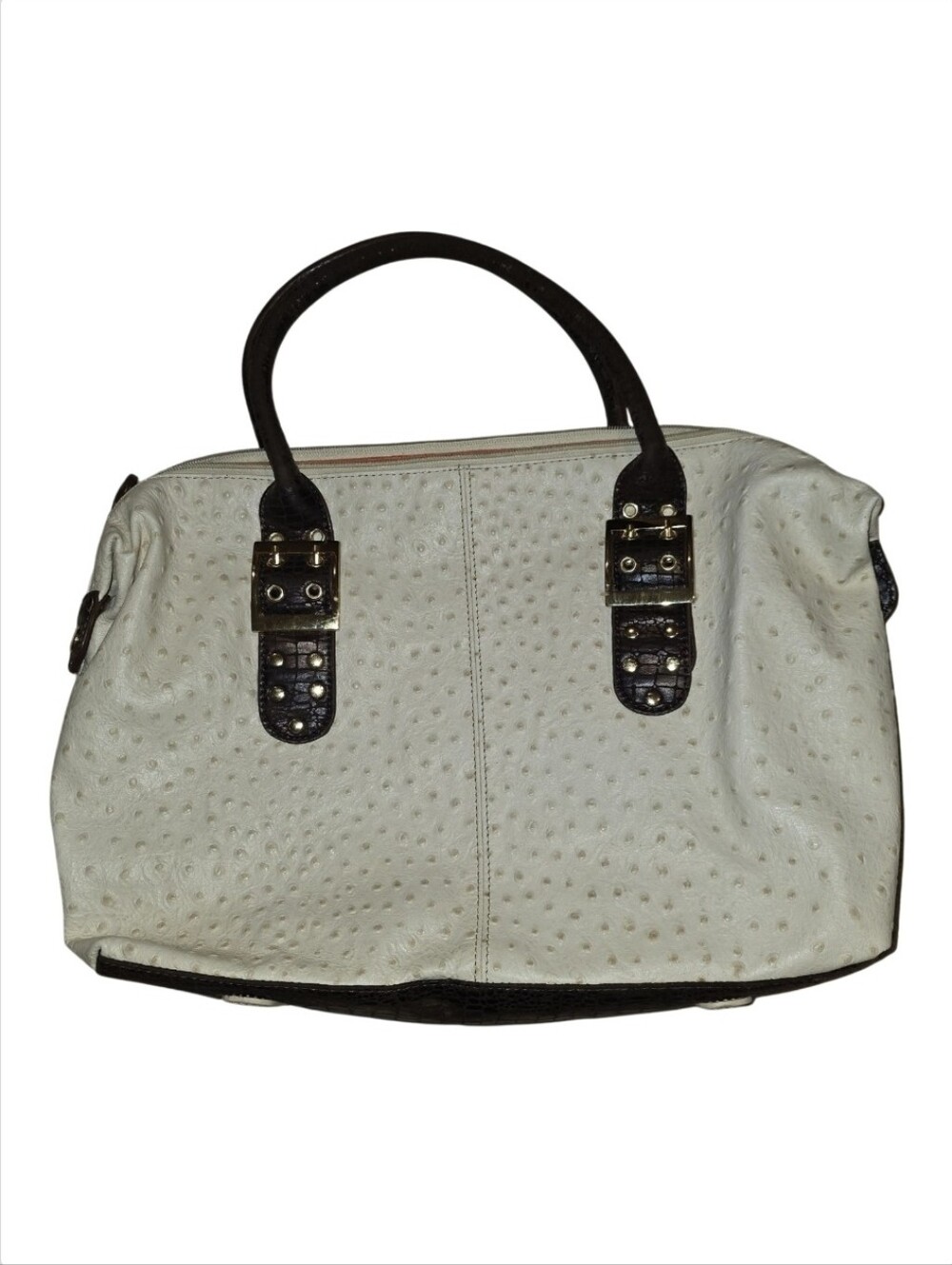 Sharif Cream and Brown Satchel with Heart Charm - Picture 2 of 8